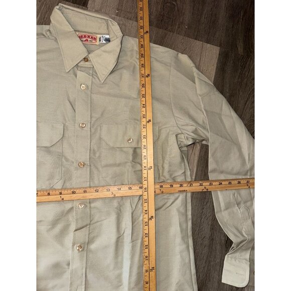 Red Kap Mens Long Sleeve Khaki Work Shirt M 100% Cotton - Picture 5 of 5
